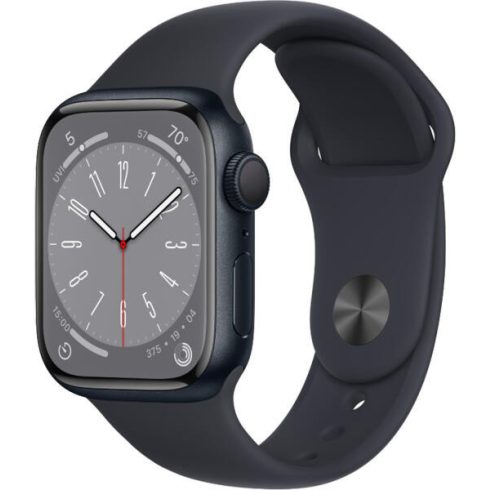 Apple Watch Series 8 GPS 45 mm starlight alumíniumtok, Fekete sportszíj