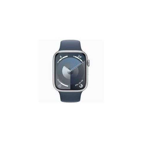 Apple Watch Series 9 GPS 41mm Silver Aluminium Case with Sport Band S/M - Storm Blue